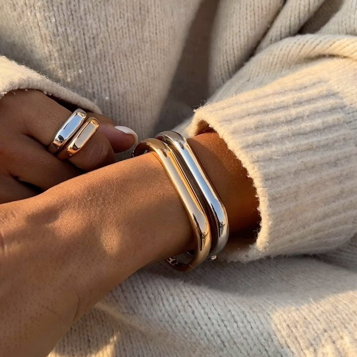 Stainless steel square buckle bracelet