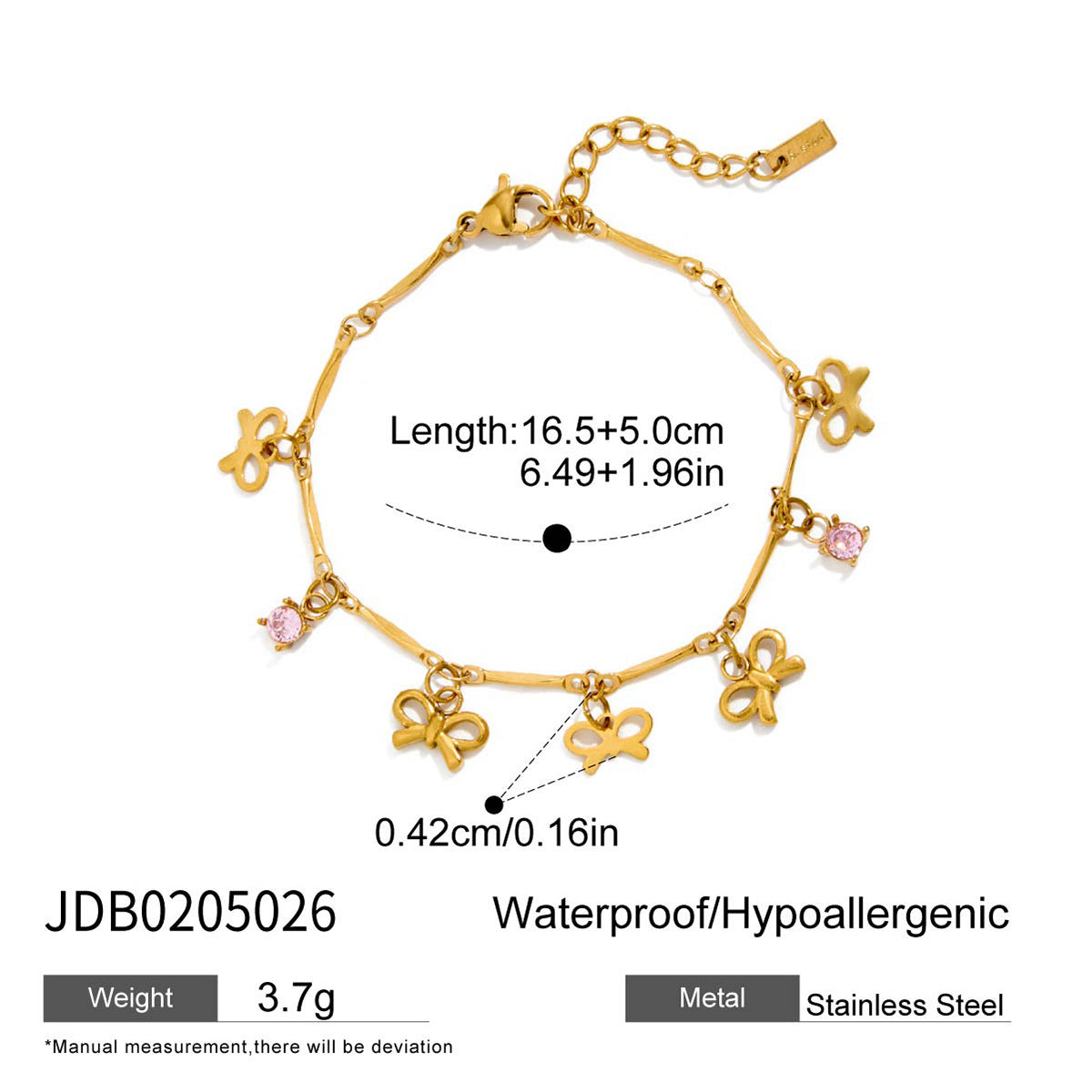 Stainless steel bow love cross bracelet