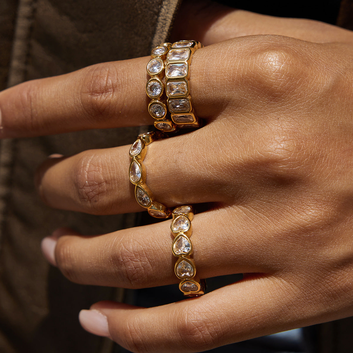 Love zircon titanium steel ring