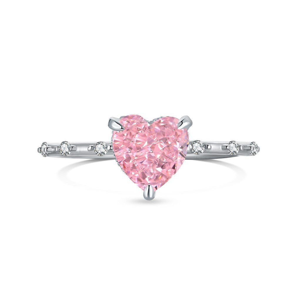 925 sterling silver barbie pink 8A ice flower cut zirconia ring