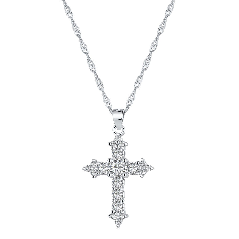 925 sterling silver cross zirconia opal pearl necklace