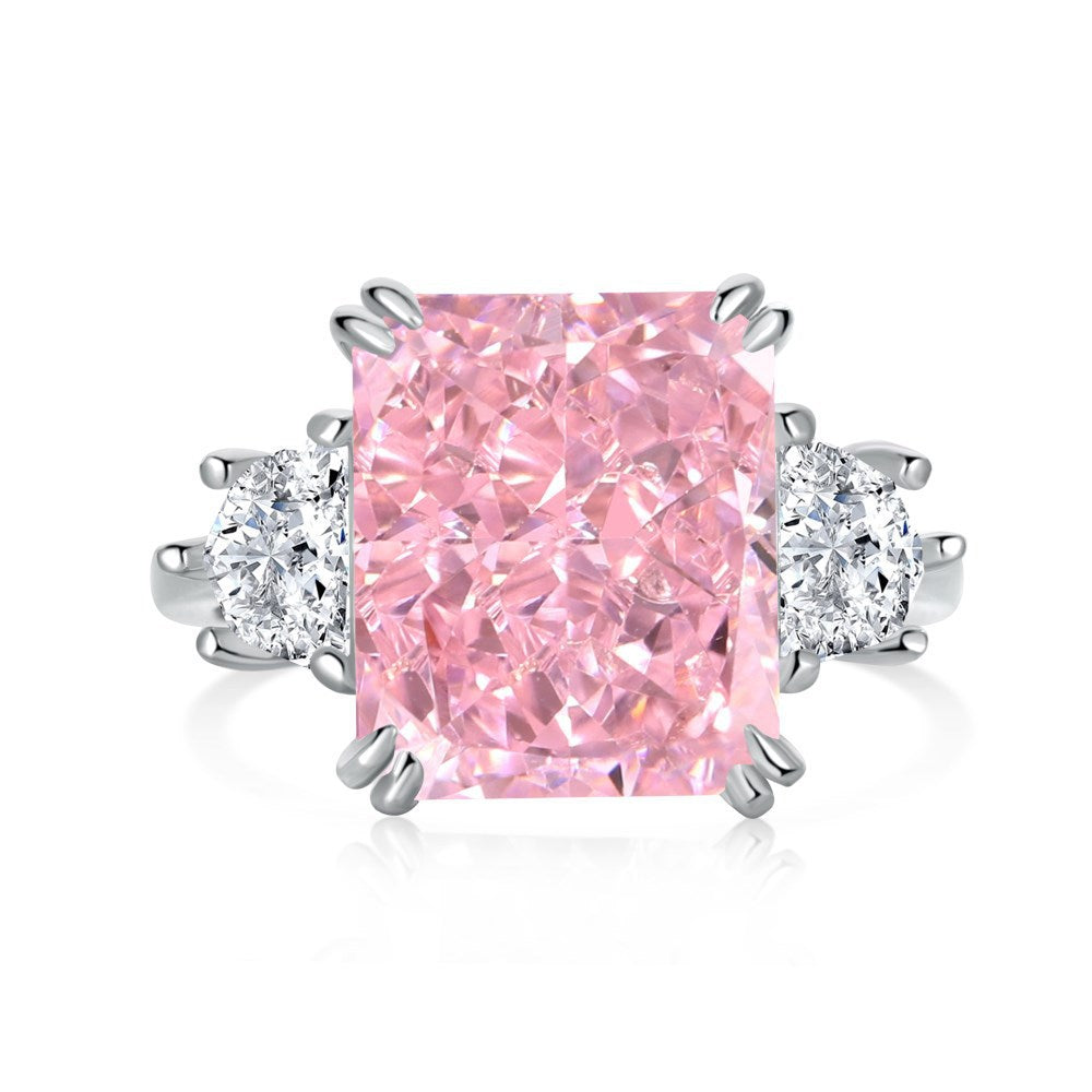 925 sterling silver barbie pink 8A ice flower cut zirconia ring