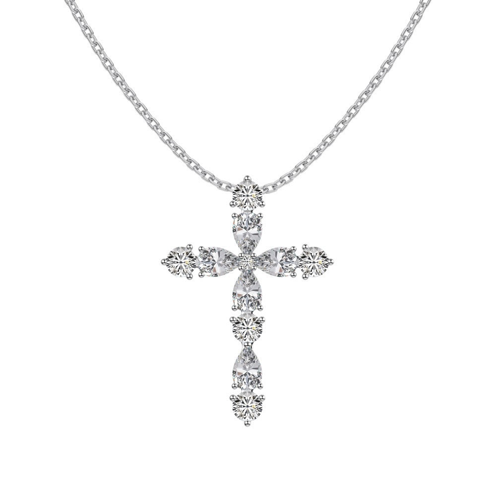 925 sterling silver cross zirconia opal pearl necklace