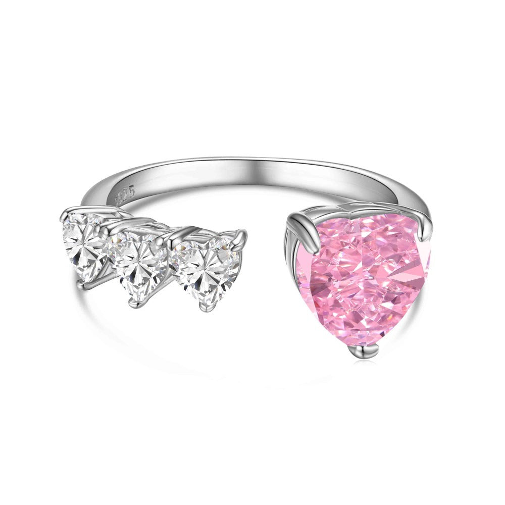 925 sterling silver barbie pink 8A ice flower cut zirconia ring