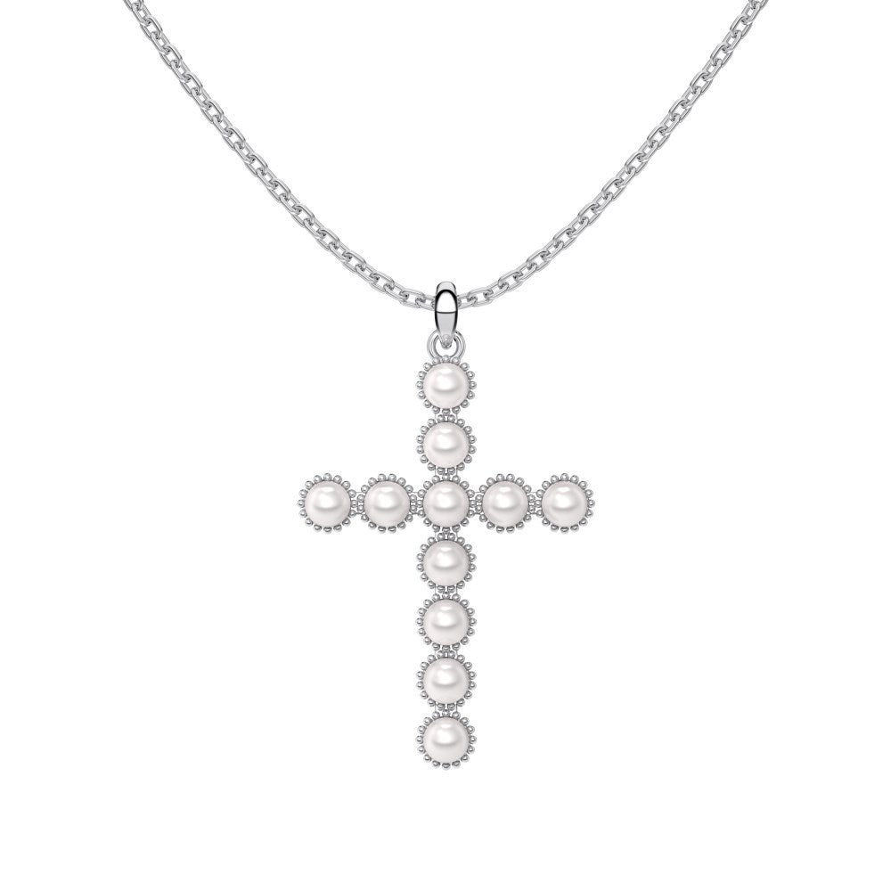 925 sterling silver cross zirconia opal pearl necklace