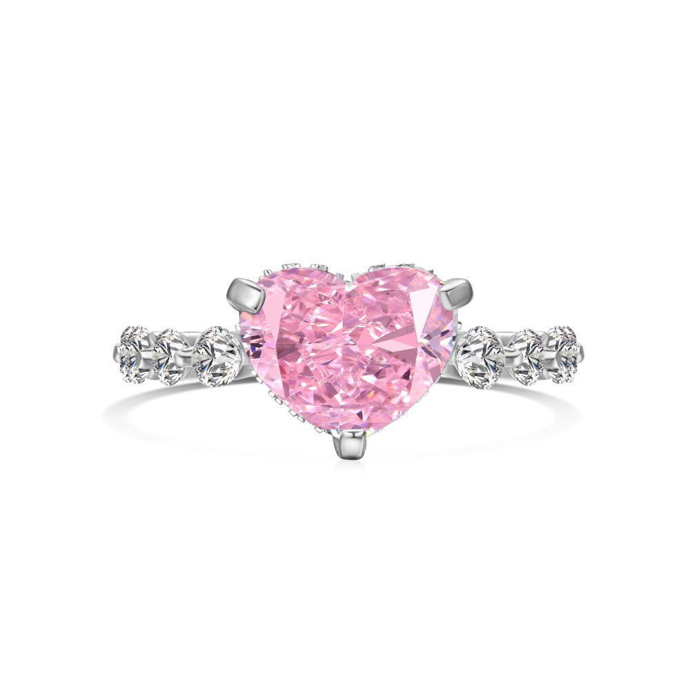 925 sterling silver barbie pink 8A ice flower cut zirconia ring