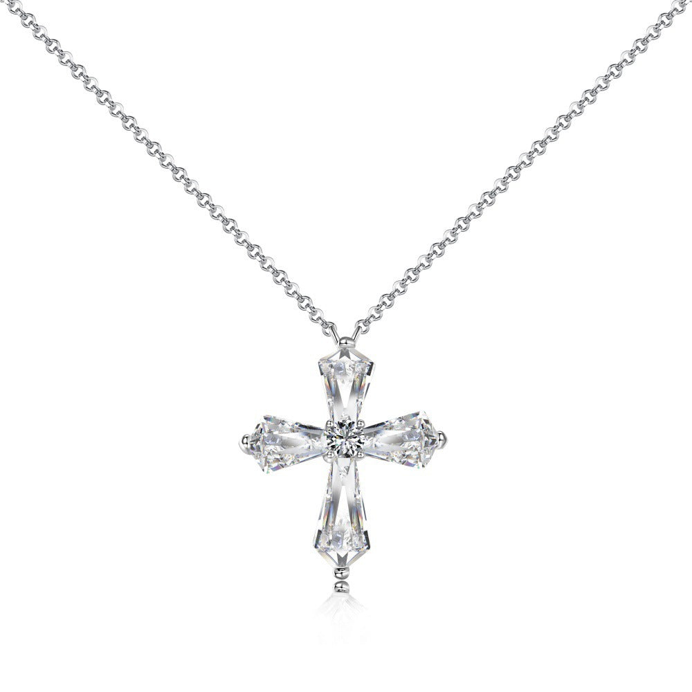 925 sterling silver cross zirconia opal pearl necklace