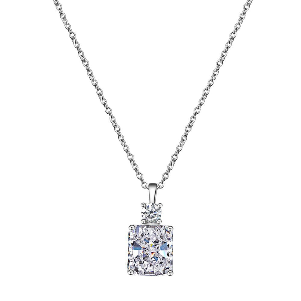 925 Sterling Silver Sugar Cubes 8A Ice Flower Cut Zirconia Inlaid Premium Necklace