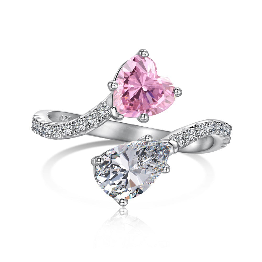 925 sterling silver barbie pink 8A ice flower cut zirconia ring