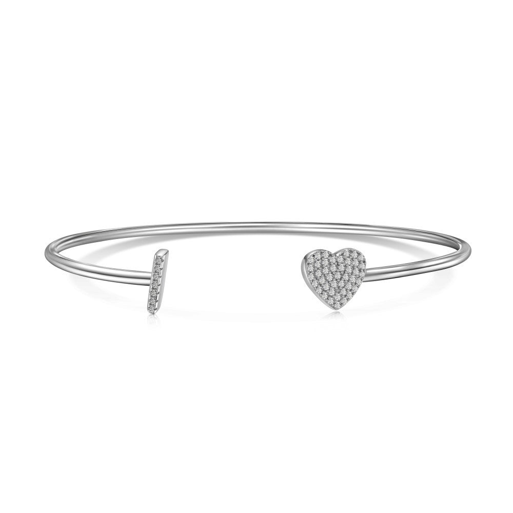 925 sterling silver bracelet with 26 letters of heart symmetrical design