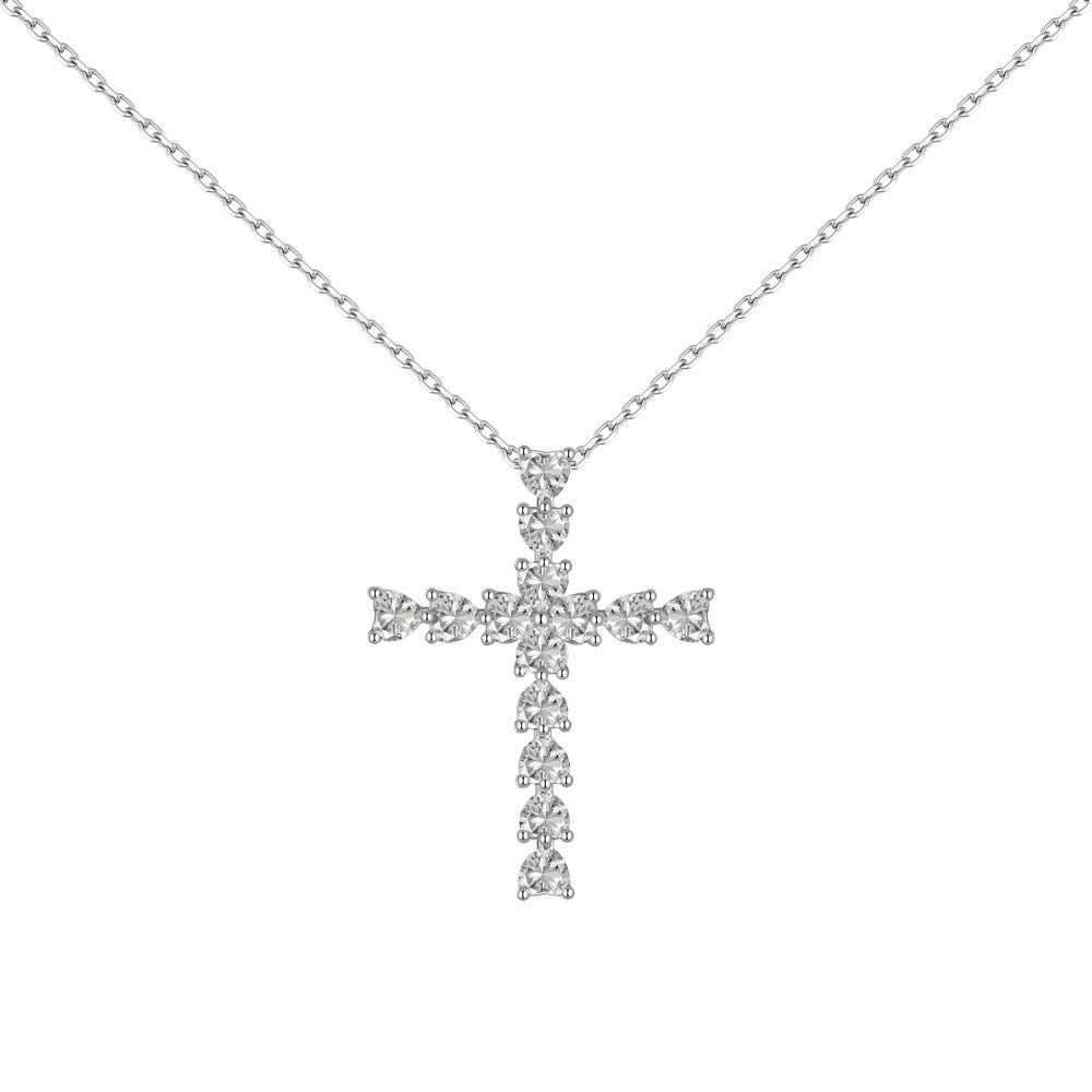 925 sterling silver cross zirconia opal pearl necklace