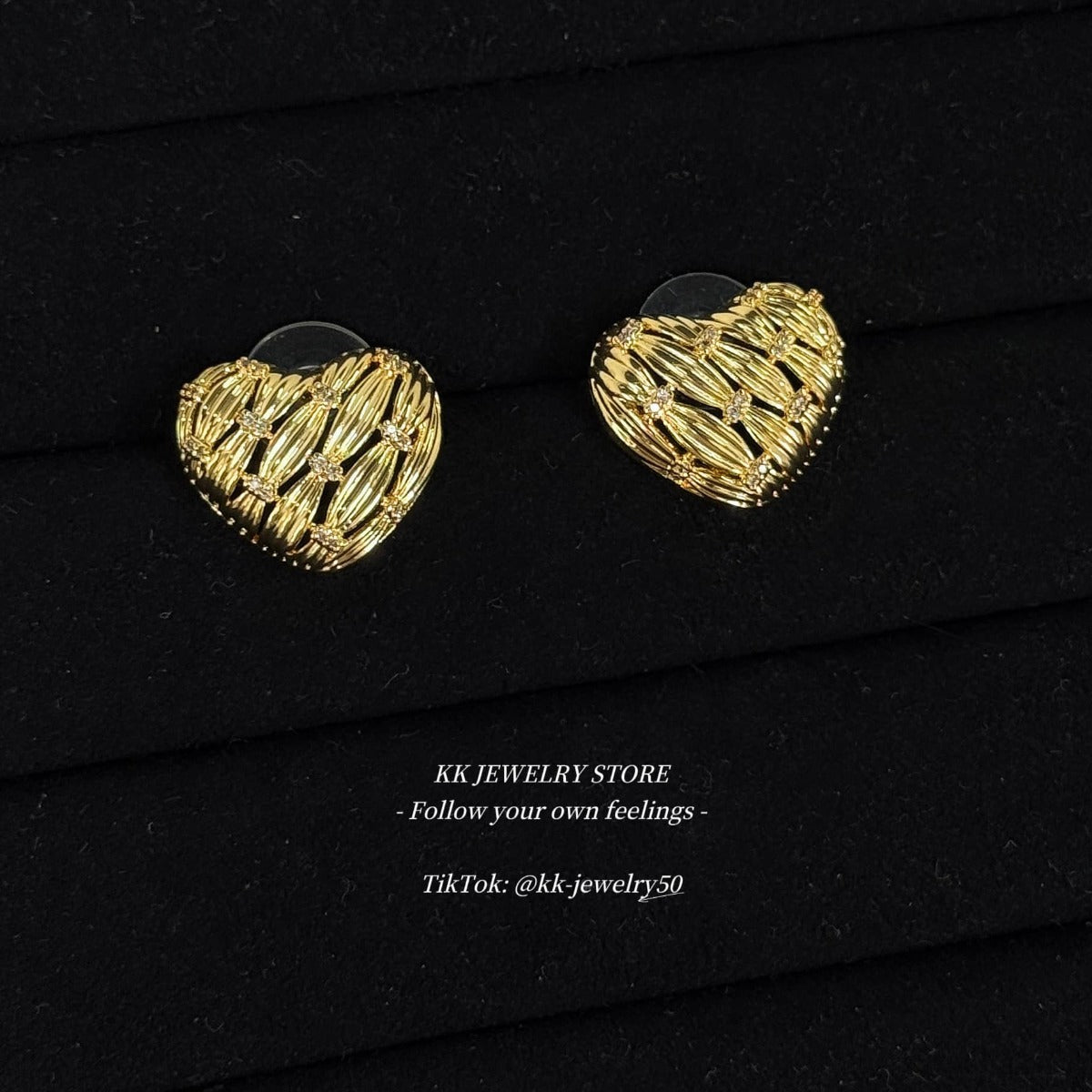 Brass French Love Hollow Earrings