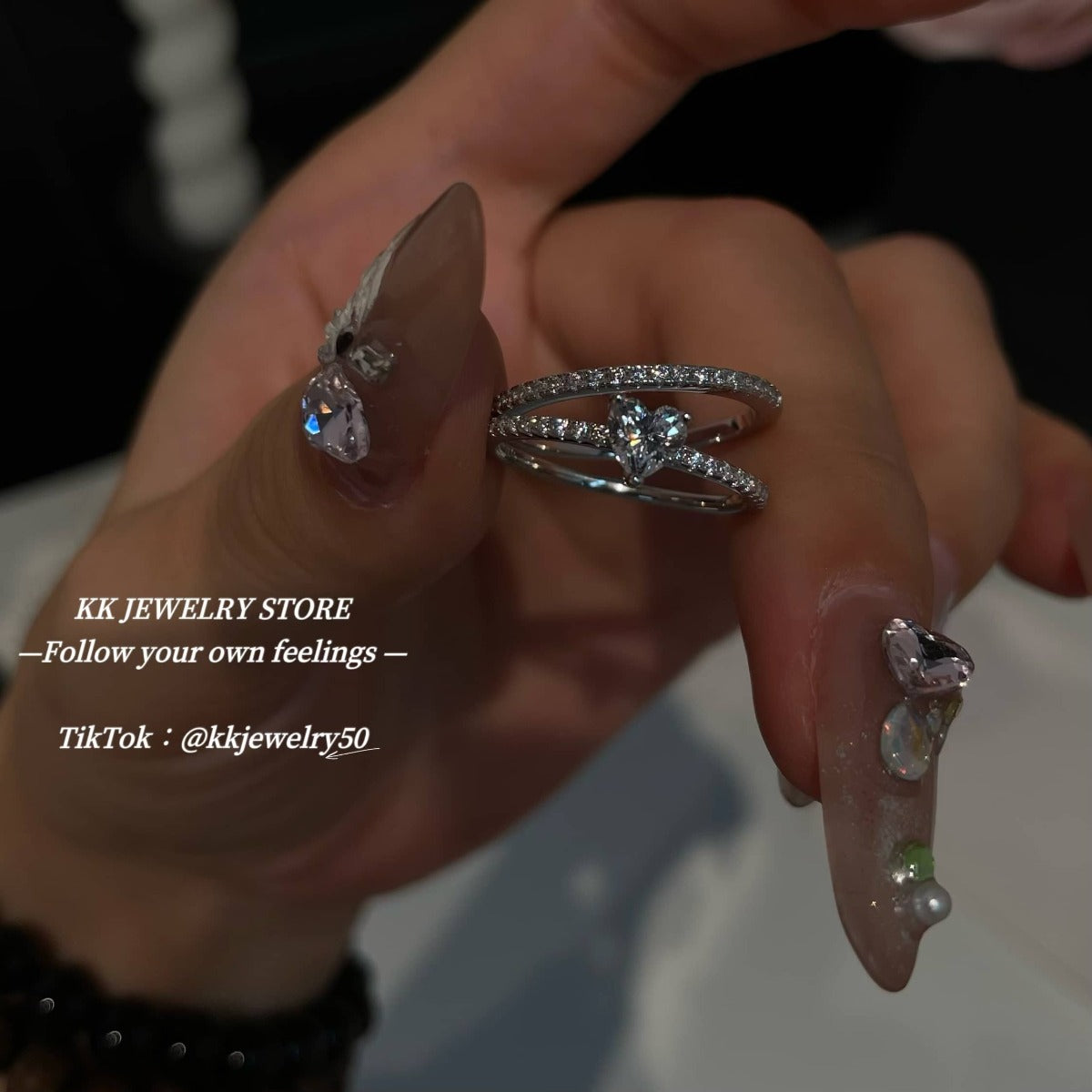 S925 Silver Single Row Ultra Fine Heart Ring