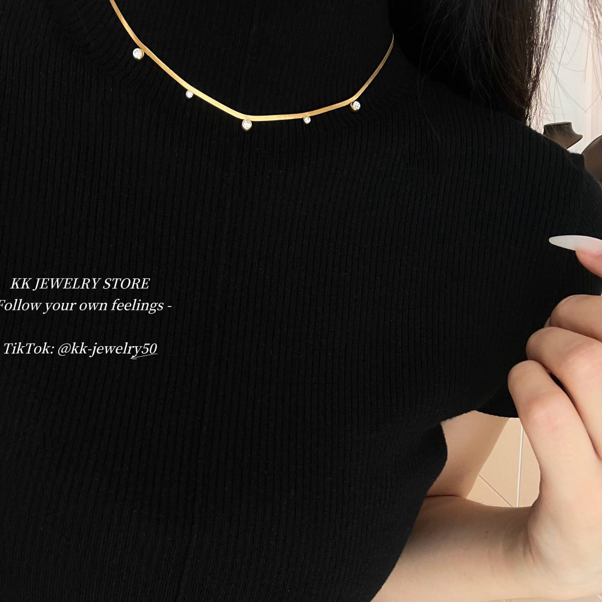 2Mm round zircon blade chain necklace 18k real gold electroplated titanium steel