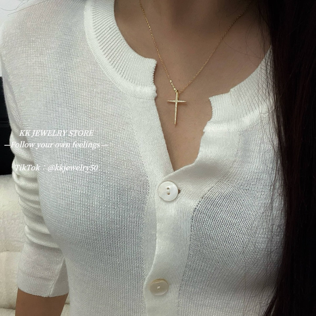 S925 Sterling Silver Very Fine Cross Necklace