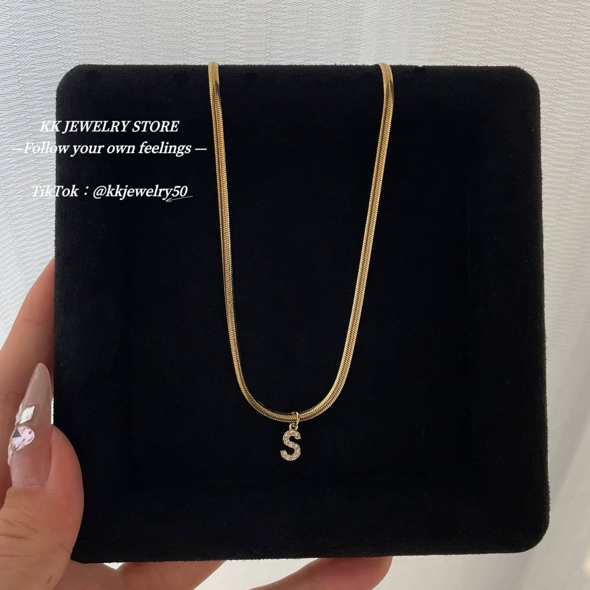 26 small letter snake chain necklaces with diamonds