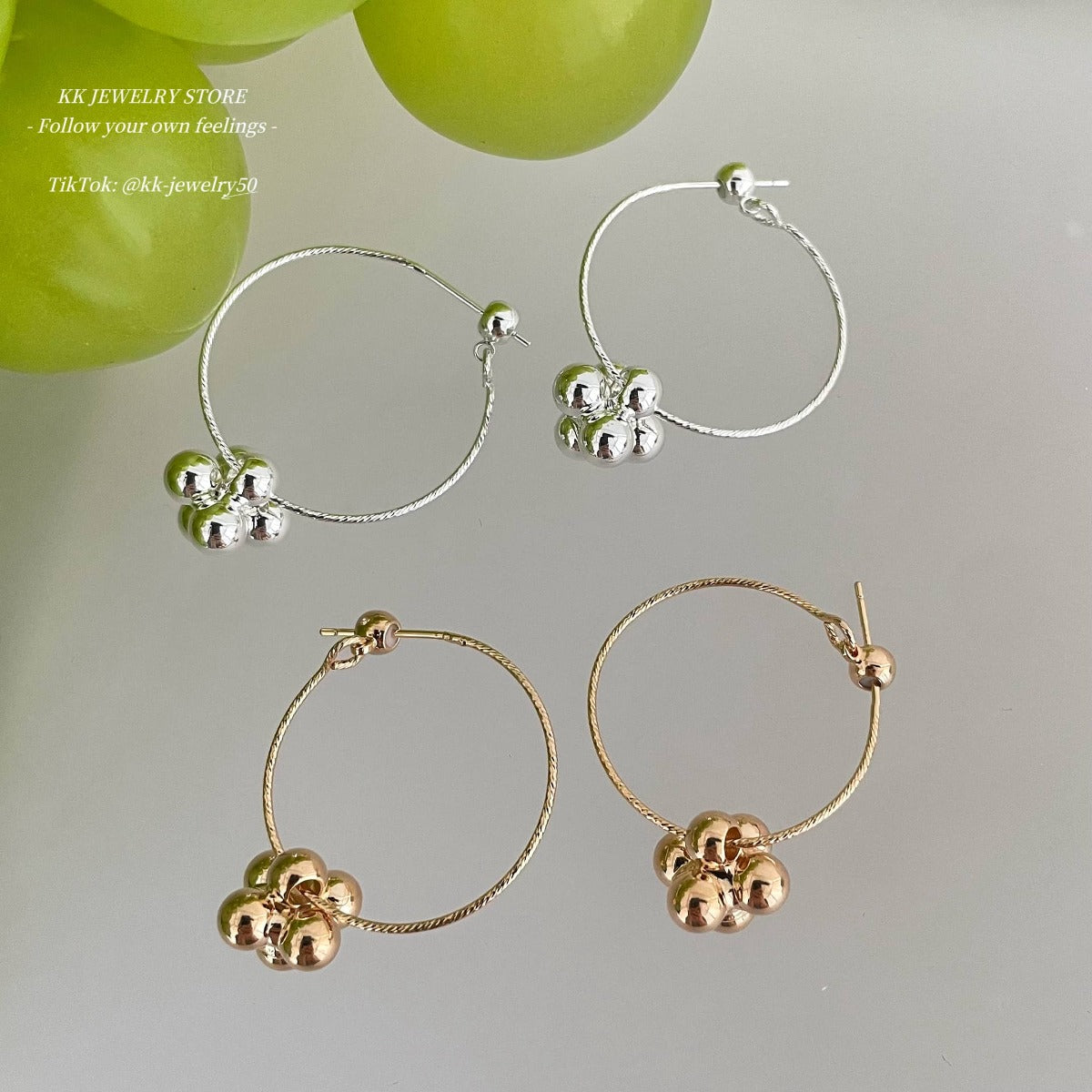 Gold and silver ball earrings earrings