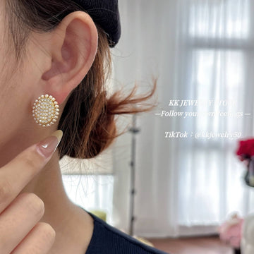 925 silver needle French oval stud earrings