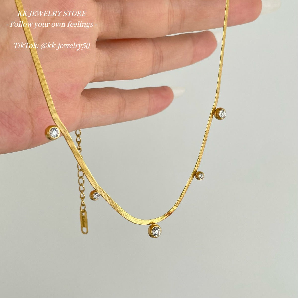 2Mm round zircon blade chain necklace 18k real gold electroplated titanium steel