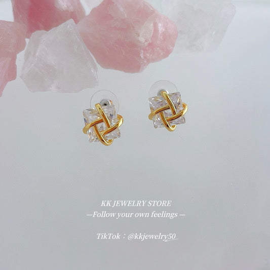 Brass gemstone earrings