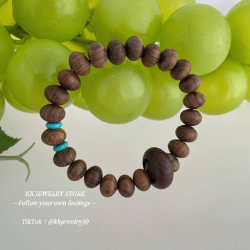 Natural green sandalwood rosewood turquoise septum abacus bead bracelet