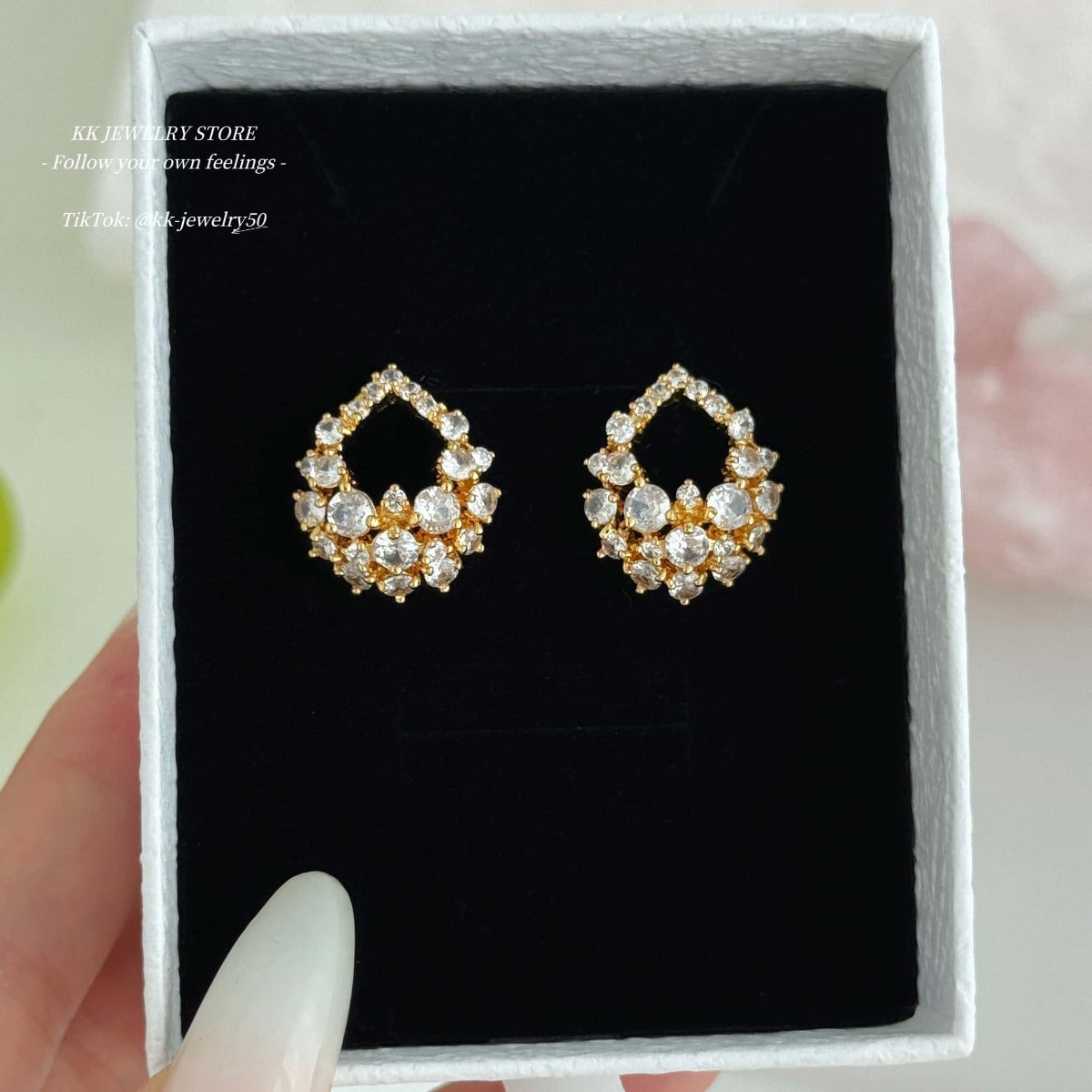 925 Silver Needle Water Drop Gem Earrings