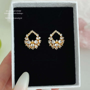 925 Silver Needle Water Drop Gem Earrings