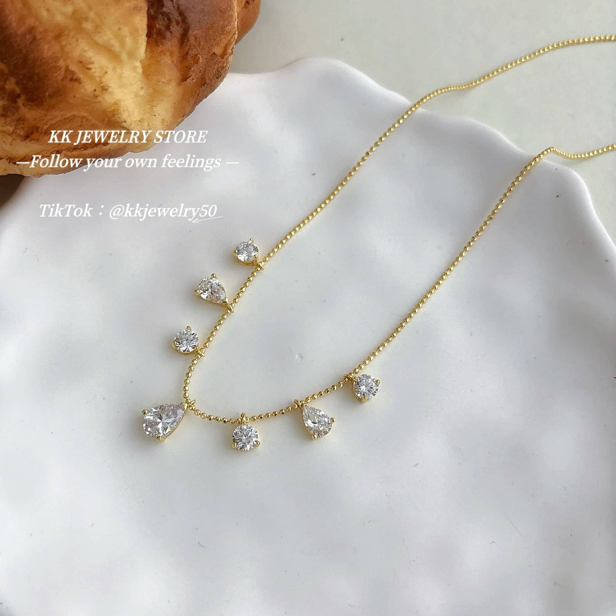 S925 silver-plated 6 * 9 pear-shaped water drop fringe necklace