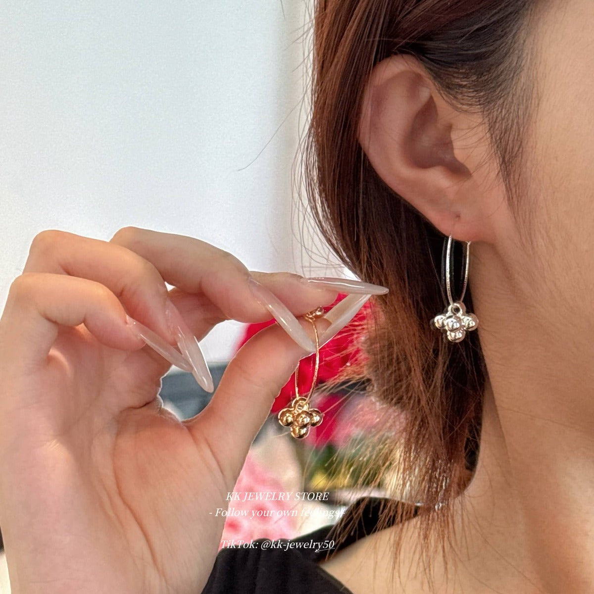 Gold and silver ball earrings earrings