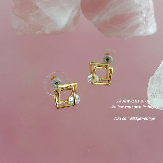 S925 Silver Needle Minimalist Square Earrings