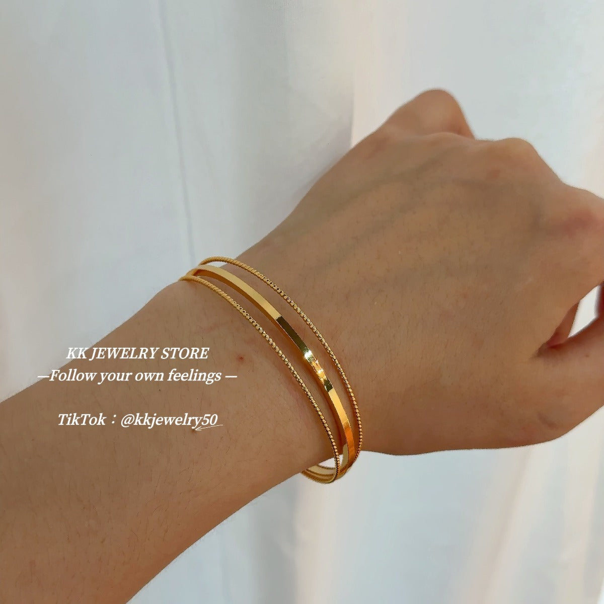 Minimalist quicksand three-layer bracelet