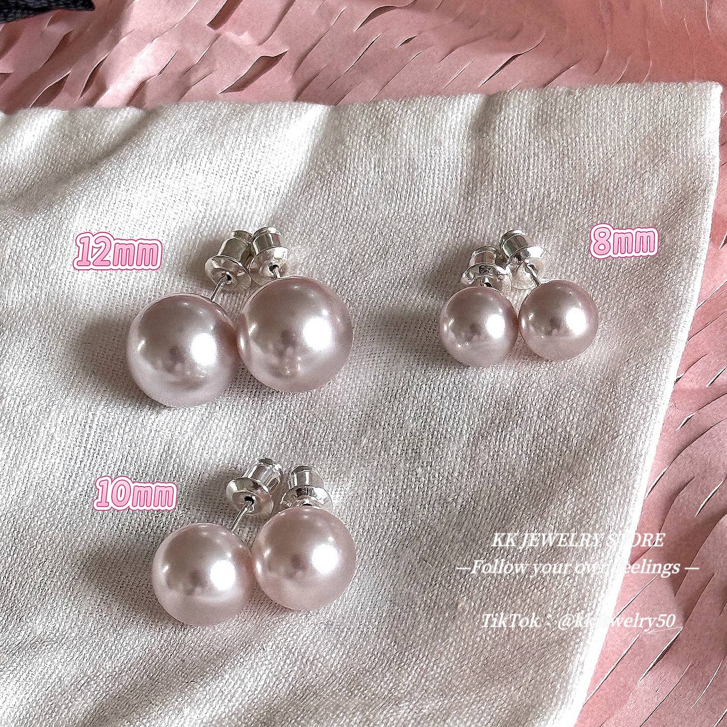 Rose Pink Purple Gentle Pearl Sterling Silver Stud Earrings