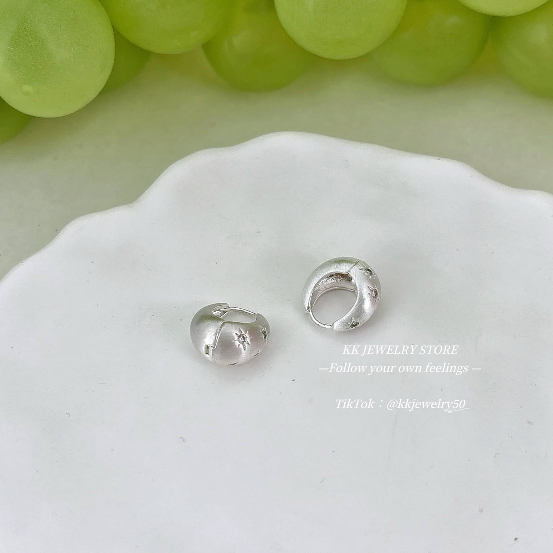 925 Silver Needle Silver Brushed Gold Glossy Ear Buckle Earrings