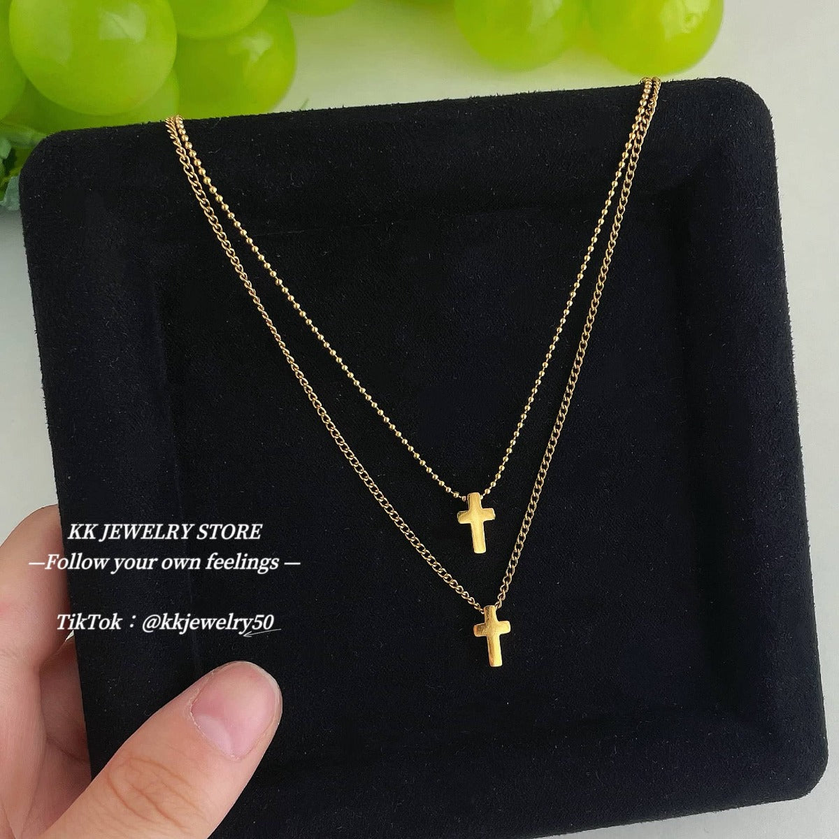 Double cross necklace
