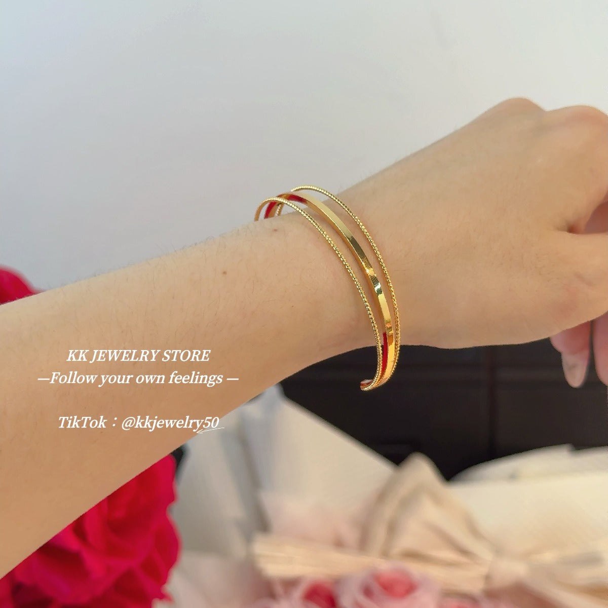 Minimalist quicksand three-layer bracelet