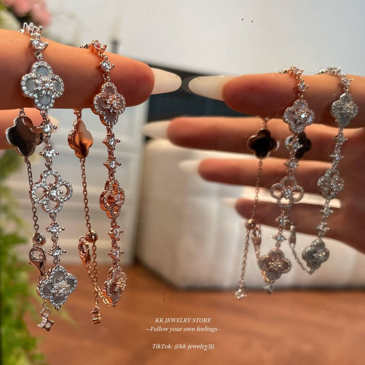 The texture is great! S925 Silver Fritillary Clover Bracelet