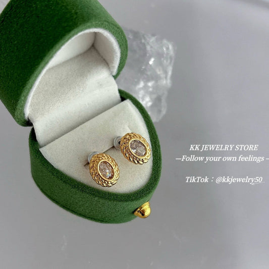 925 silver needle oval medieval small stud earrings