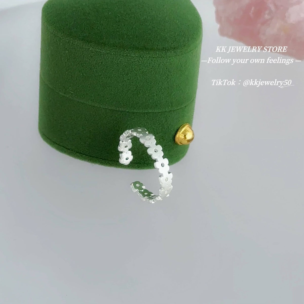 Plain ring small flower brushed frosted ring