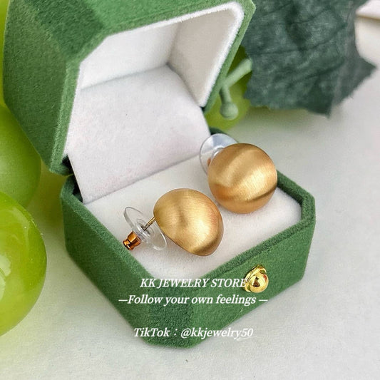 S925 silver needle round brushed metal stud earrings