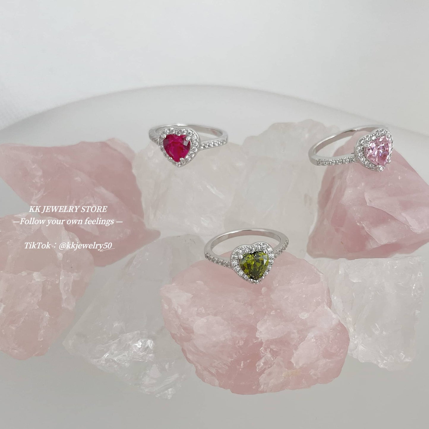 S925 Sterling Silver Colored Diamond Love Ring