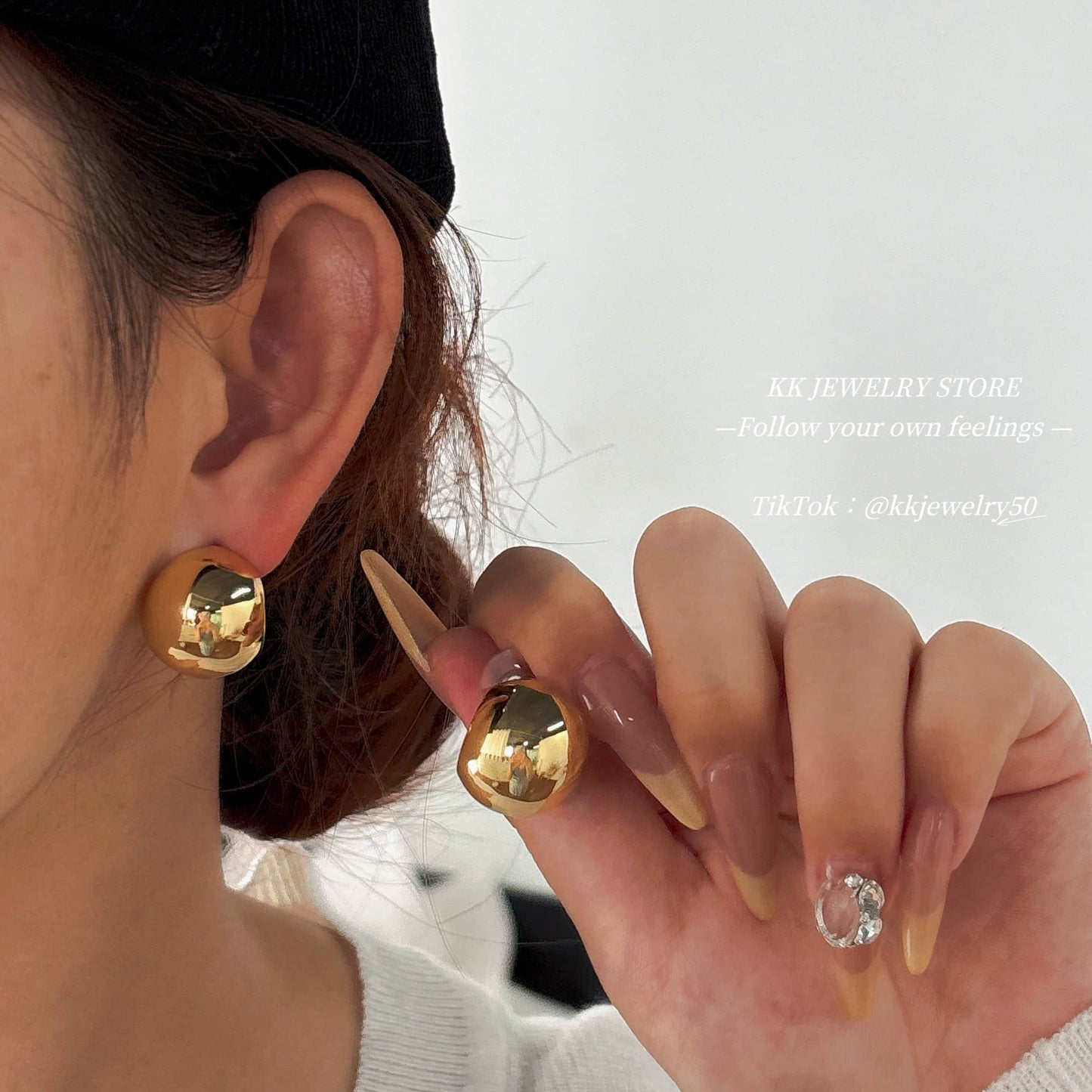 S925 Silver Needle Brass Hollow Ball Highlight French Earrings