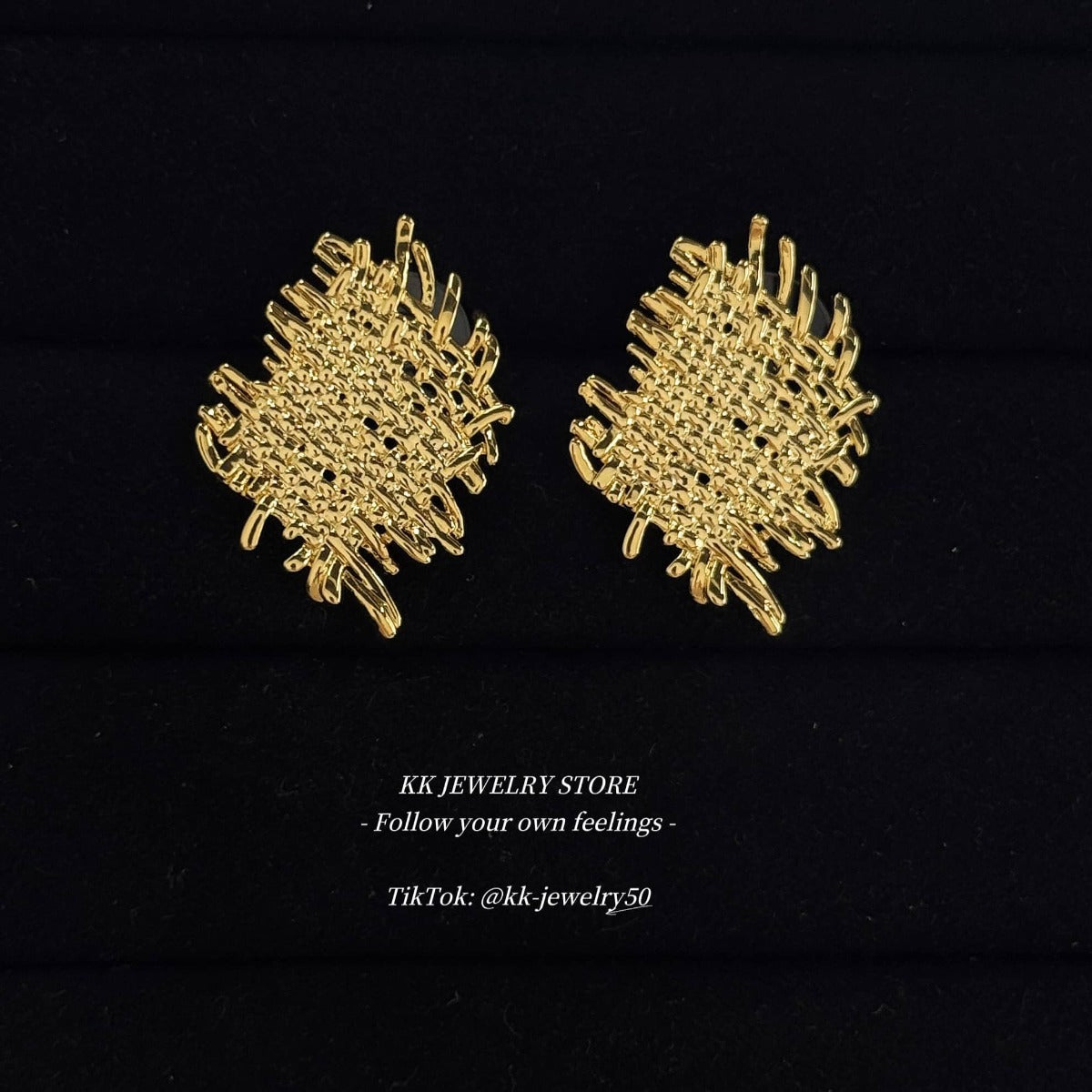 Woven Fabric Metal 925 Silver Needle Earrings