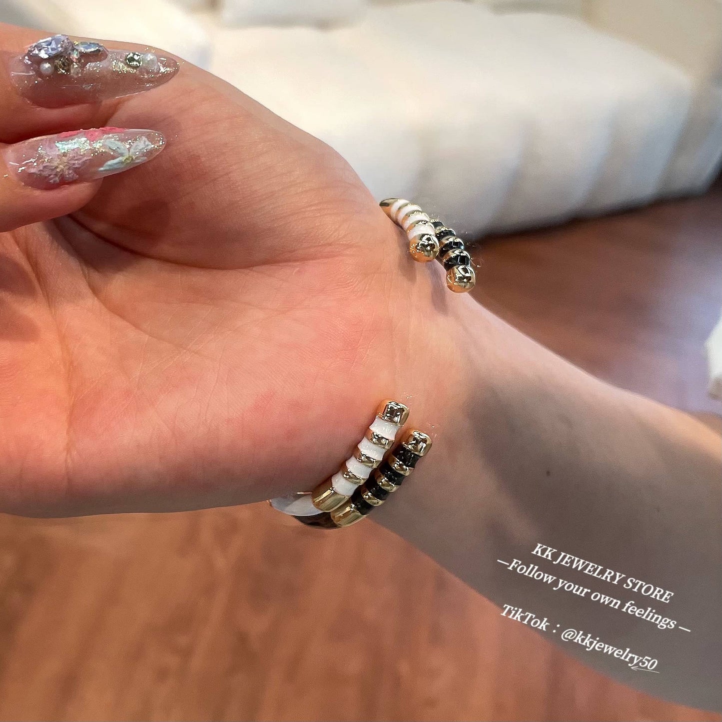 Enamel color matching brass bracelet