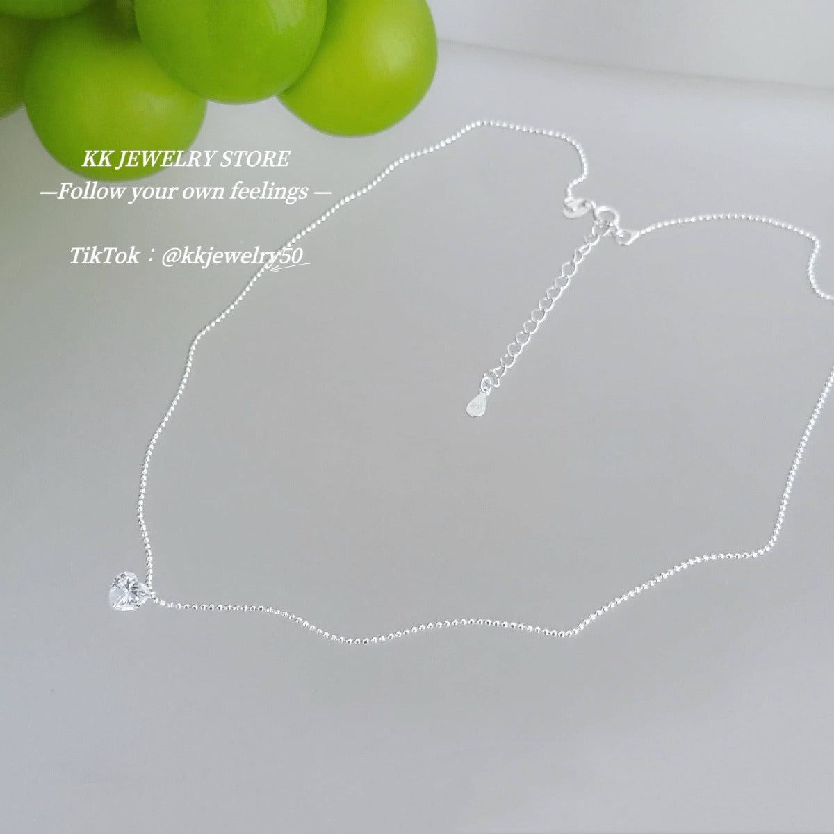 S925 Sterling Silver Love Shaped Zircon Necklace