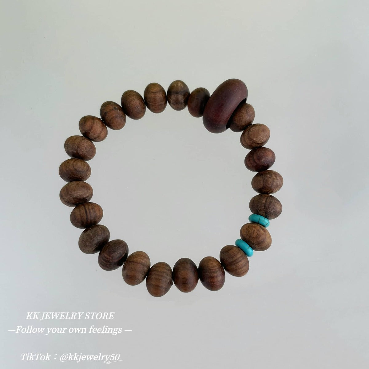 Natural green sandalwood rosewood turquoise septum abacus bead bracelet