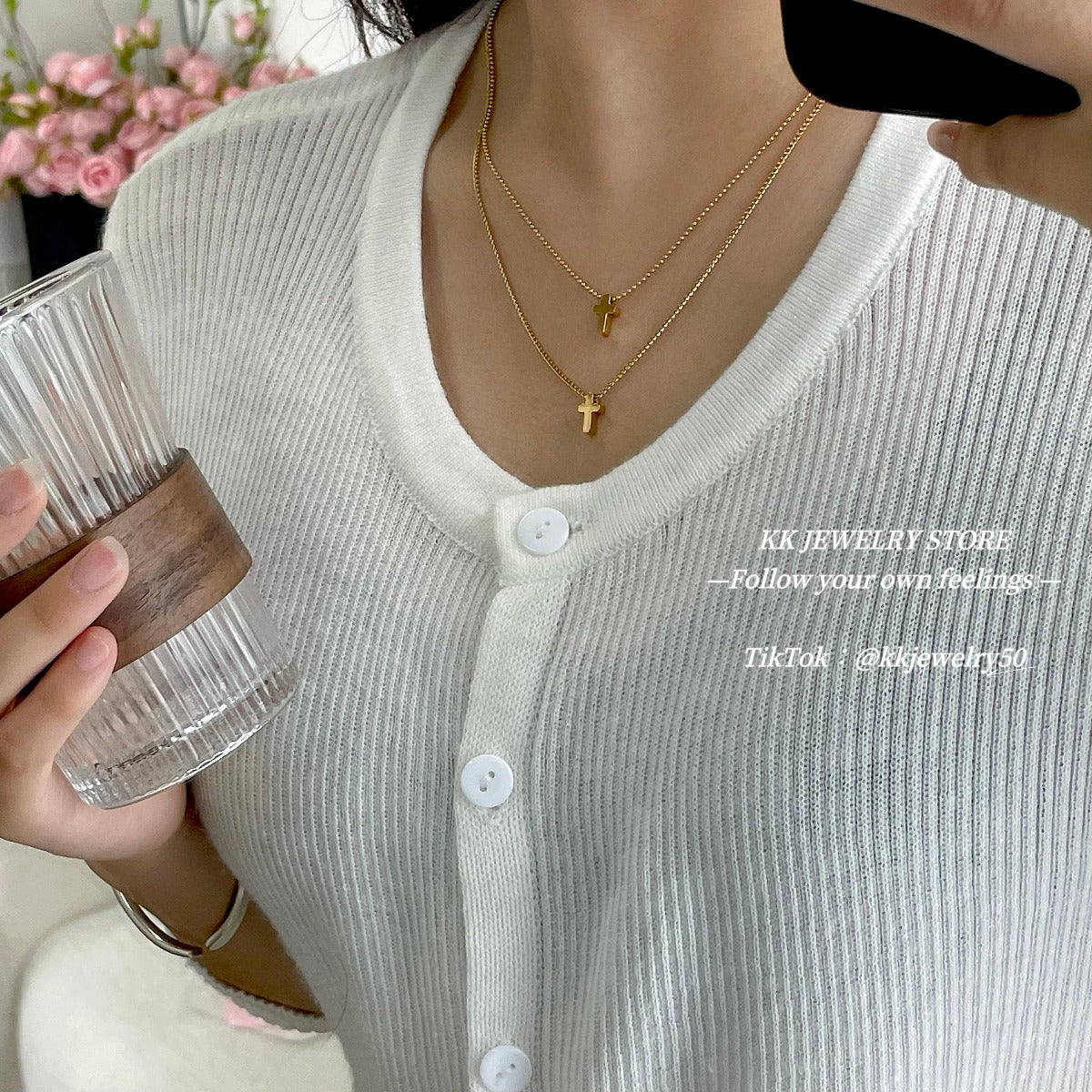 Double cross necklace