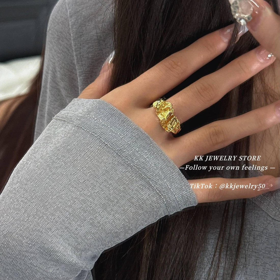 Tin foil lava irregular opening ring