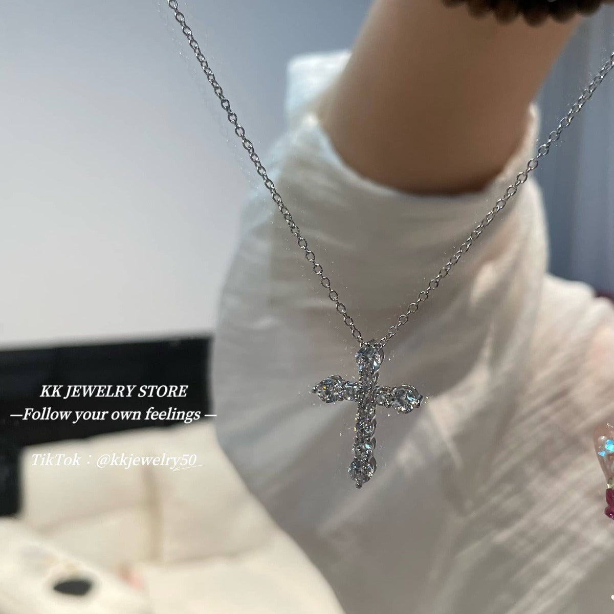 S925 Sterling Silver Love Cross Necklace