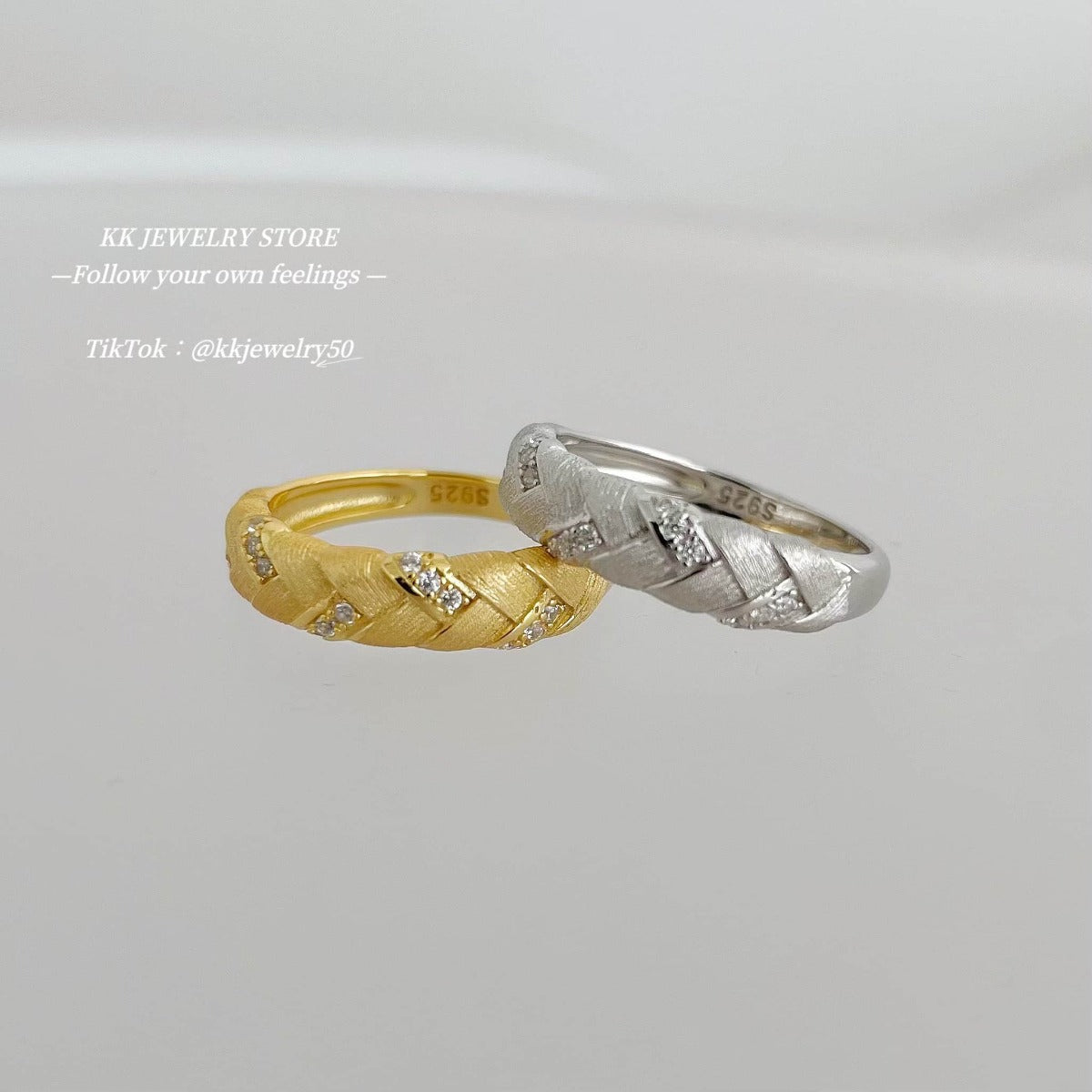 S925 Silver Wheat Ear Braided Brushed Ring