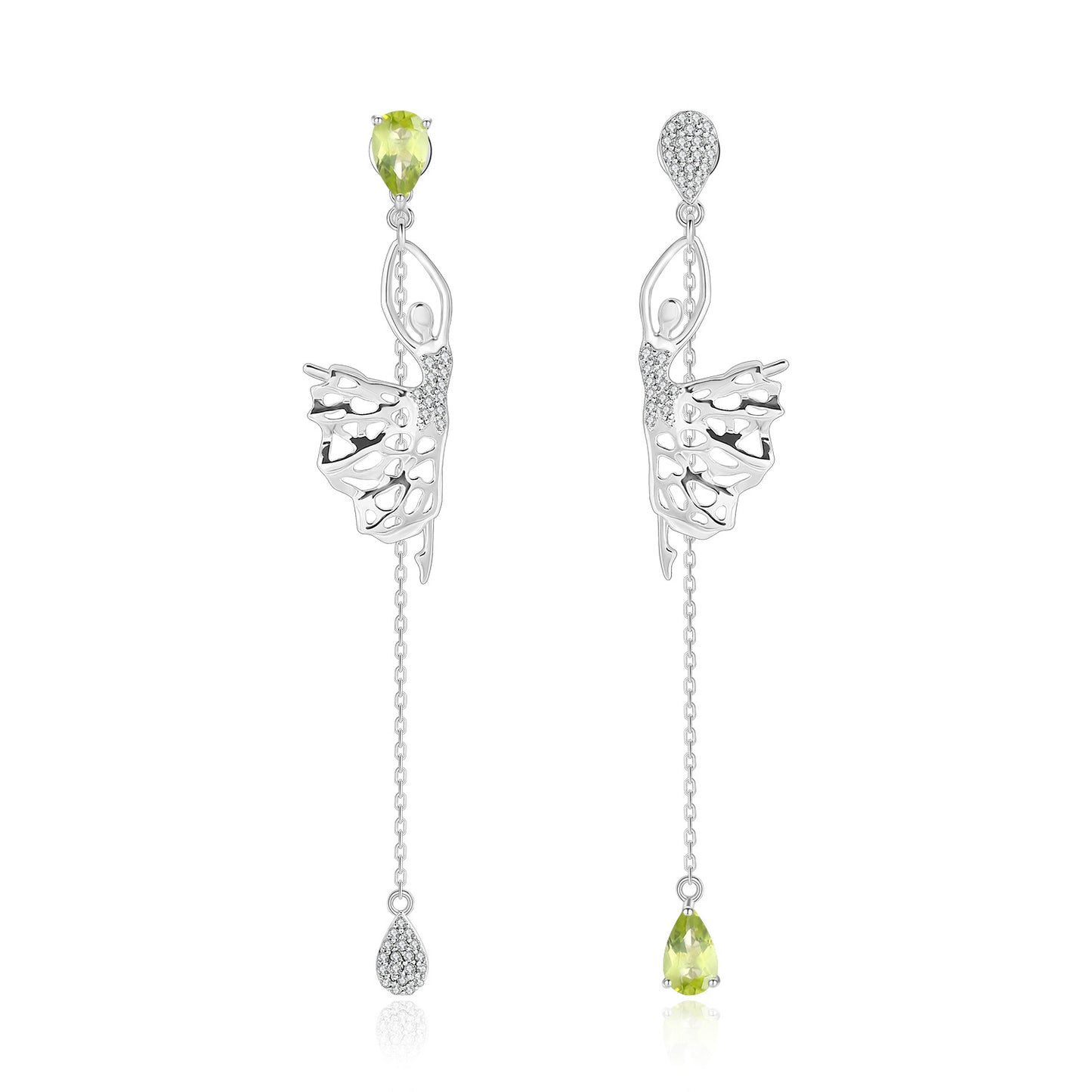 Designer! 925 sterling silver plated 18k gold natural gemstone Paris dancer earrings